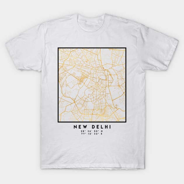 NEW DELHI INDIA CITY STREET MAP ART T-Shirt by deificusArt